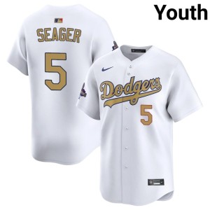 White Corey Seager #5 LAD Youth 2026 Gold Collection Embroidery Jerseys 424165-863