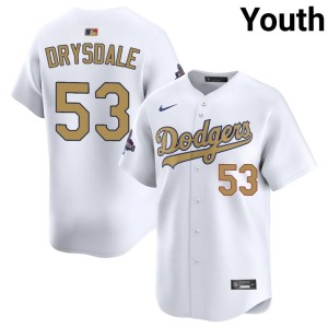 White 2026 Gold Collection Replica L.A. Dodgers #53 Youth Don Drysdale Jersey 963213-945