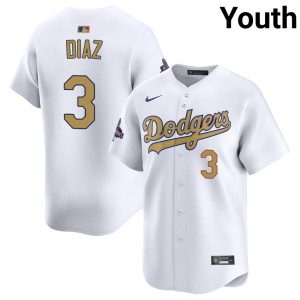 White Youth Edwin Diaz LA 2026 Gold Collection #3 Official Jersey 168698-491