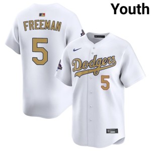 White #5 Los Angeles Freddie Freeman Authentic 2026 Gold Collection Youth Jersey 197039-708