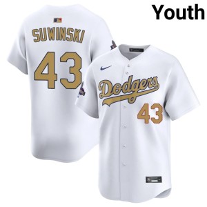 White Jack Suwinski 2026 Gold Collection Los Angeles Dodgers Replica Youth #43 Jerseys 481708-107
