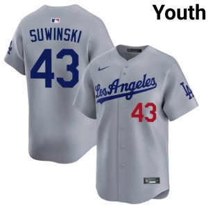 Grey Jack Suwinski Embroidery Dodgers Youth #43 Jerseys 987054-943