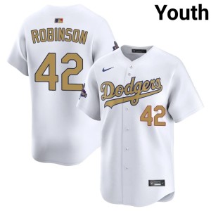 White Youth LA Dodgers #42 Official 2026 Gold Collection Jackie Robinson Jersey 708881-569