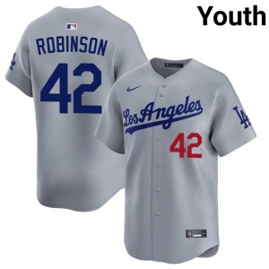 Grey LA #42 Youth Jackie Robinson Authentic Jersey 220000-649