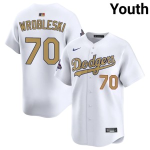 White 2026 Gold Collection Youth #70 2026-27 The Blue Crew Justin Wrobleski Jerseys 730524-681