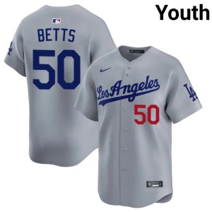 Grey #50 Replica LA Dodgers Mookie Betts Youth Jersey 164546-455