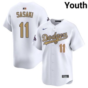 White Youth The Dodgers 2026-27 Roki Sasaki 2026 Gold Collection #11 Jerseys 215144-184