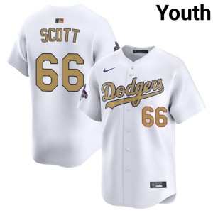 White MLB Tanner Scott L.A. Dodgers Youth #66 2026 Gold Collection Jerseys 202006-652